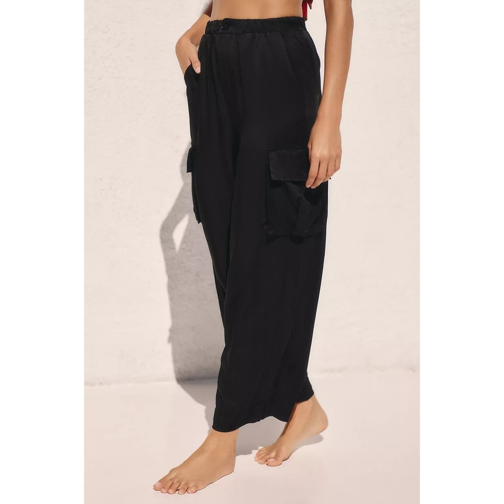 Stateside Cargo Pants Womens XS Black Elastic Waist Utility Minimalist Casual